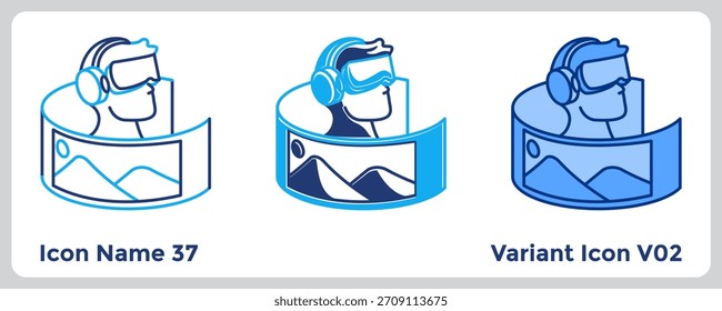 Mixed Reality Icon blends physical and digital worlds to create environments where both can coexist. Blue, Flat Blue, Dualtone style.
