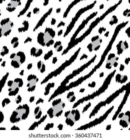 Mixed seamless pattern, leopard and zebra.