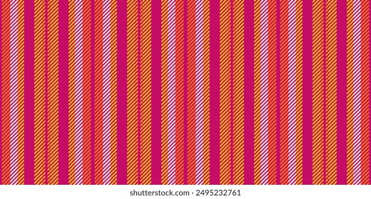 Mezcla de franja de Vector sin costura, fondo de Vertical textil de la edad. Líneas de textura de patrón de tela para niños en paleta de colores rosados y brillantes.