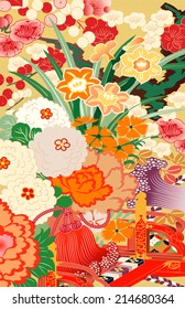 mixed season kimono motifs
