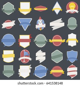 Mixed Set of Light Bulb Spaceship Flag Badges Emblem Label Icon Illustration Vector