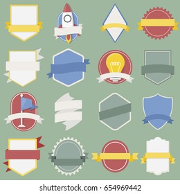 Mixed Set aus Light Bulb Spaceship-Flag-Abzeichen Emblem-Symbol-Vektorgrafik-Vektorgrafik