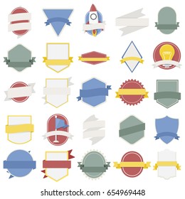 Mixed Set of Light Bulb Spaceship Flag Badges Emblem Label Icon Illustration Vector