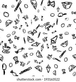 Mixed sketch candies background. Vector.