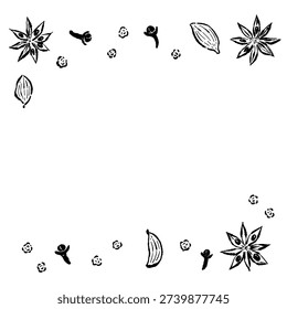 Mixed Spice Border Frame Monochrome Template