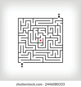 Mixed square and two-entrance maze puzzle. Confusing game and educational activity set.