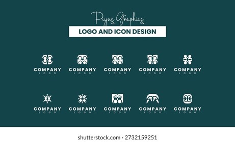 Pacote de design de ícone de logotipo de estilo misto