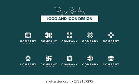 Pacote de design de ícone de logotipo de estilo misto