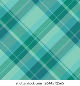 Vetor de fundo de tartan misto, textura de tecido de verificação de cachecol. Quarto tecido xadrez padrão sem costura em azul-petróleo e paleta de cores ciano.