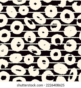 Mixed texture seamless pattern. Spotted freehand brush surface print. Deformed polka dot, circle, stripe motif. Contemporary grunge design texture. Handdrawn doodle vector modern abstract background