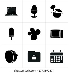 Gemischte Symbole setzen auf weißem Hintergrund.