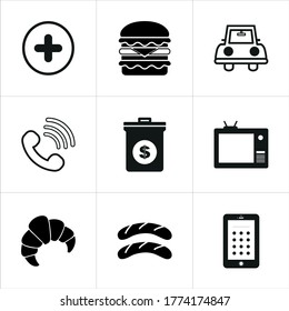 Mixed themed icon sets on white background.