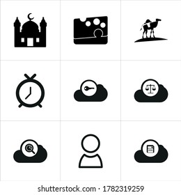 Mixed themed icon sets on white background.