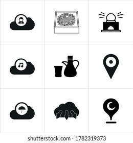Mixed themed icon sets on white background.