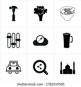 Mixed themed icon sets on white background.