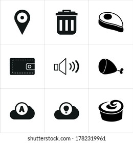 Gemischte Symbole setzen auf weißem Hintergrund.