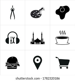 Mixed themed icon sets on white background.