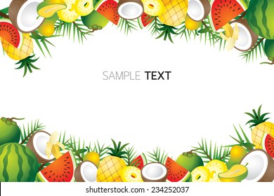 Mixed Tropical Fruits, Frame, Border