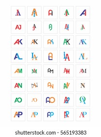 mixed typography alphabet typeset typeface logotype font image vector icon set