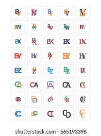 mixed typography alphabet typeset typeface logotype font image vector icon set