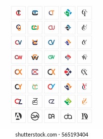 mixed typography alphabet typeset typeface logotype font image vector icon set