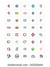 mixed typography alphabet typeset typeface logotype font image vector icon set