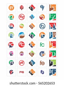 mixed typography alphabet typeset typeface logotype font image vector icon set