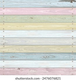 Mixed used cut timber panels pastel painted fade condition square background graphic illustrated. Wooden texture pattern tropical style.