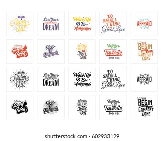 mixed various text words sentence typography typographic writing script font image vector icon symbol set