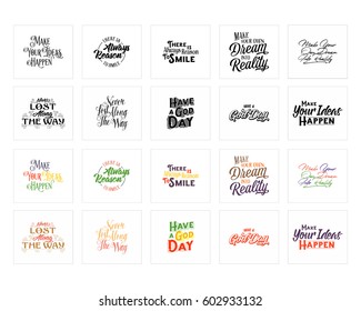 mixed various text words sentence typography typographic writing script font image vector icon symbol set