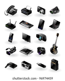 Mixed vector icon set - electronics in various categories