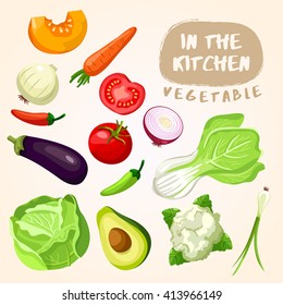 Mixed Vegetable : Vegetable Isolated Set : Vector Illustration