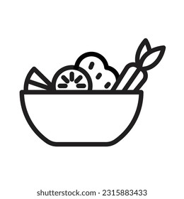 Mixed vegetable salad bowl vector icon. Green healthy leaf breakfast salad bowl symbol.