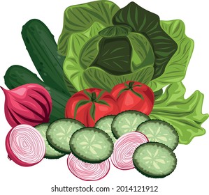 mixed vegetables - consisting of tomatoes, salad, cucumbers and onion