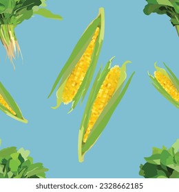 mixed vegetables and fruit seamless pattern
