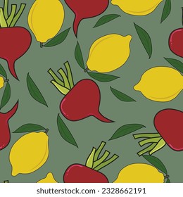 mixed vegetables and fruit seamless pattern
