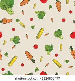 mixed vegetables healthy seamless pattern