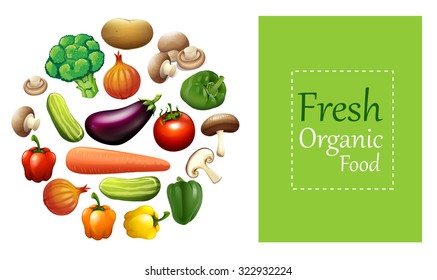 Mixed vegetables and sign illustration