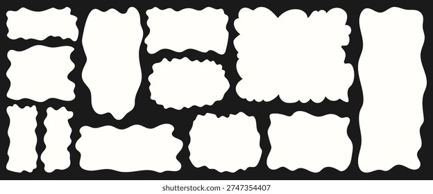Mixed vertical and horizontal rough edge white rectangles forming flexible block layout, abstract grid for editorial pages, social media carousels and modular design systems.Vector illustration