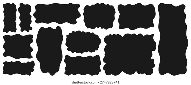 Mixed vertical and horizontal rough edge rectangles forming flexible block layout, abstract grid for editorial pages, social media carousels and modular vector design systems