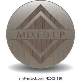 Mixed up wooden emblem. Retro