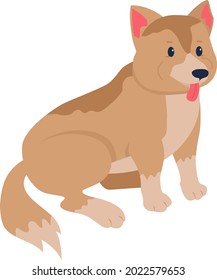 Mixed Rasse Adoption semi-flach Farbe Vektorzeichen. Volles Körpertier auf Weiß. Rettung von einsamen Welpen, einzelne moderne Cartoon-Illustration für Grafikdesign und Animation