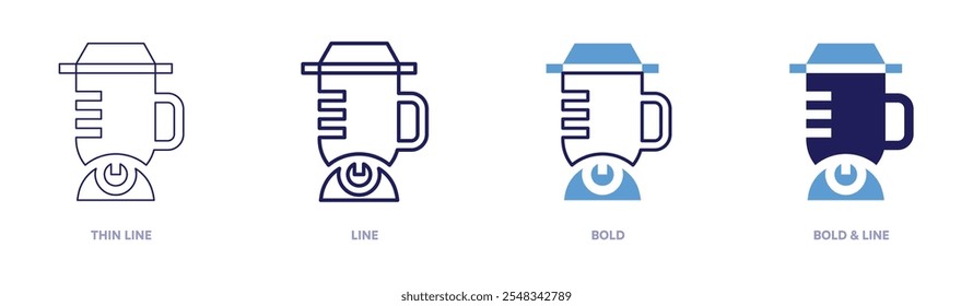 Mixer blender icon in 4 different styles. Thin Line, Line, Bold, and Bold Line. Duotone style. Editable stroke.