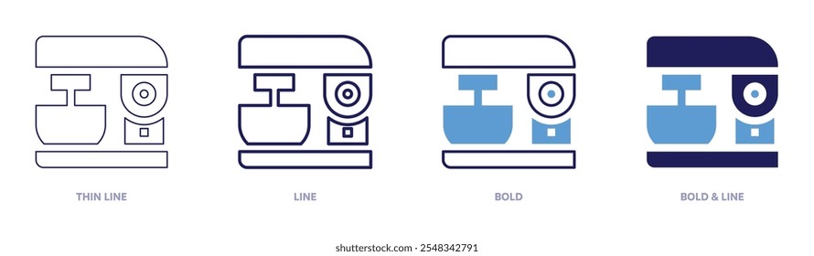 Mixer blender machine icon in 4 different styles. Thin Line, Line, Bold, and Bold Line. Duotone style. Editable stroke.