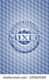 Mixer blue emblem with geometric pattern background. Vector Illustration. Detailed.