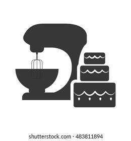 mixer and cake icon. Bakery food and shop theme. Isolated design. Vector illustration