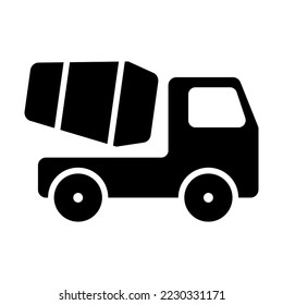Mixer car silhouette icon. Vector.