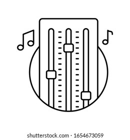Mixer im Kreis Symbol. Einfache Vektorillustration, Rahmenelemente für Musikinstrumentensymbole für i und ux, Website oder mobile Anwendungen