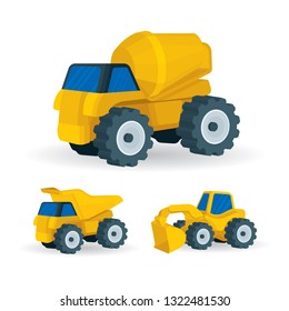 
Mixer. Concrete vector illustration.
Construction machines icon set.
