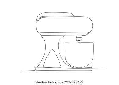 Mezclador de dibujo de línea continua ilustración vectorial de utensilios de cocina
